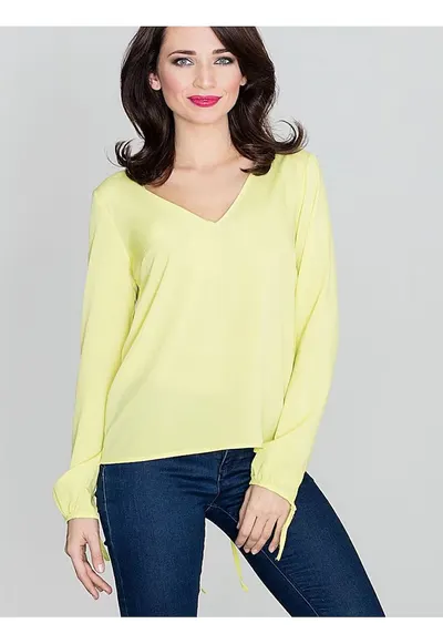 Bluza dama - maneci lungi - decolteu mic - poliester - Galben