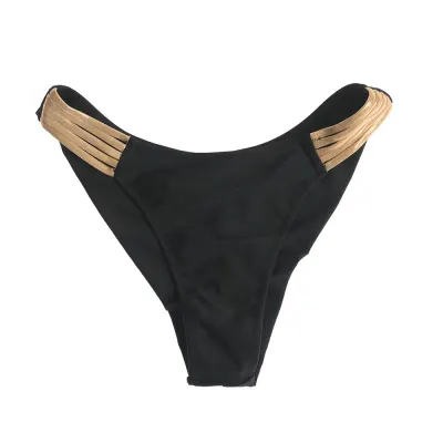 Slip de baie negru cu insertii aurii elegante