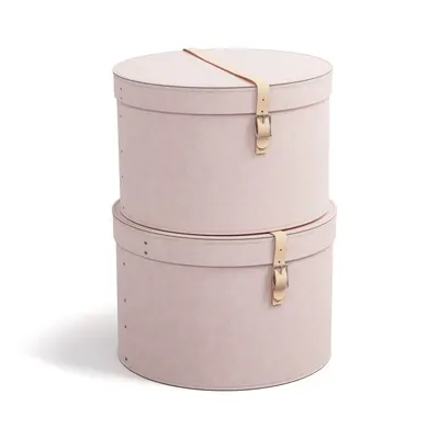 Cutii de depozitare roz-deschis 2 buc. din carton cu capac ø 37,5x25 cm Rut Restore Paper Laminate – Bigso