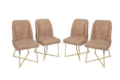 Set 4 scaune MADRID, auriu + maro, 50x49x90 cm