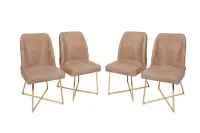 Set 4 scaune MADRID, auriu + maro, 50x49x90 cm