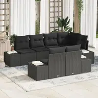Gossi set de canapea de gradina cu 7 piese si perne, negru, poliratan