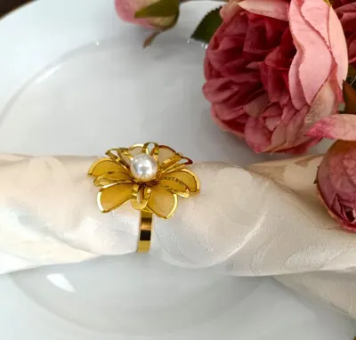 Inele de șervețel Morello - Gold Flower, 6 buc.
