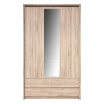 Dulap NORTON, 3 usi, 4 sertare, cu oglinda, stejar sonoma, 127x60x210 cm