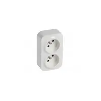 French standard prizas 2x2P+E pentruix inclined 45° - surface mounting - IP2X - 16A 250V~ - alb