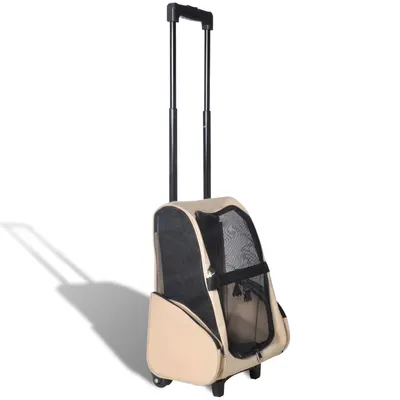 Troller pentru animale de companie multifunctional, pliabil, bej