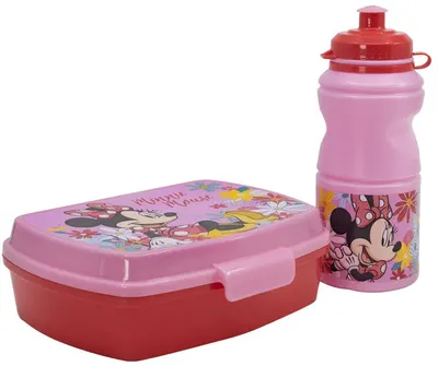 Set pentru copii Stor - Minnie Mouse, sticlă și cutie pentru mâncare
