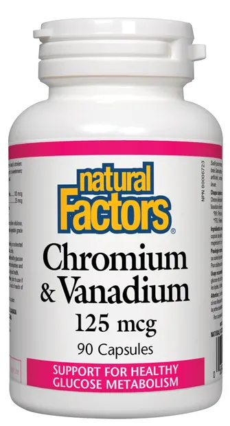 Chromium & Vanadium, 125 mcg, 90 capsule, Natural Factors