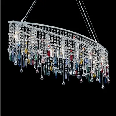 Corp de iluminat cu ornamente din cristale colorate si transparente 7x40W