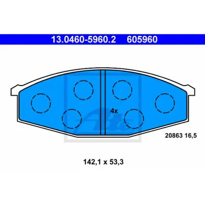 Set placute frana, frana disc ATE 13.0460-5960.2