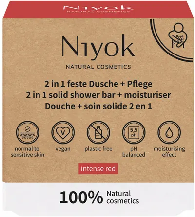Niyok Gel de duș și cremă hidratantă 2 în 1 Intense Red, 80 g