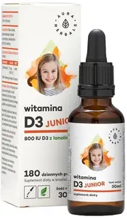 Vitamină D3 Junior, picături, 800 IU, 30 ml, Aura Herbals