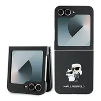 Husa pentru Samsung Galaxy Z Flip7 FE F761 / Z Flip6 F741, Karl Lagerfeld, Saffiano Karl & Choupette Metal, Neagra