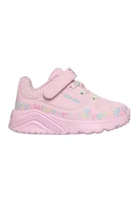 Pantofi sport Uno Lite- Heart Craze de piele ecologica cu model cu inimi - Verde/Roz deschis/Albastru glaciar