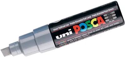 Marker permanent cu un varf tesit UNI POSCA, gri, 8 mm, PC-8K Grey