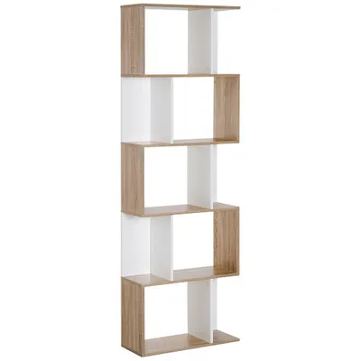 HOMCOM Bibliotecă de Perete Modernă cu 5 Rafturi, Design Vertical din Lemn, 60x24x184.5 cm, Alb | Aosom România