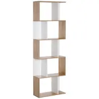 HOMCOM Bibliotecă de Perete Modernă cu 5 Rafturi, Design Vertical din Lemn, 60x24x184.5 cm, Alb | Aosom România