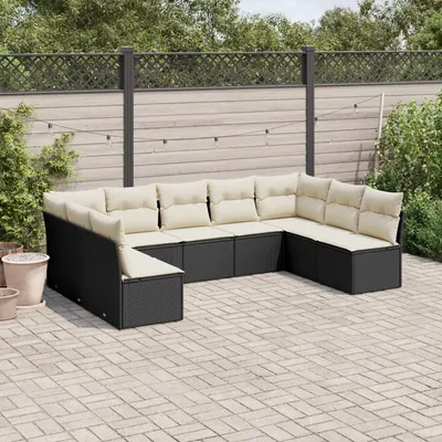 Gossi set mobilier de gradina cu perne, 9 piese, negru, poliratan