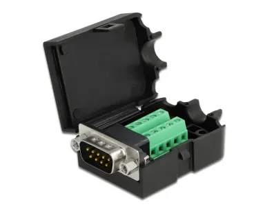 Terminal block 10 pini la serial D-SUB 9 pini tata + carcasa, Delock 66264