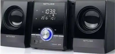 Micro Sistem Audio Muse M-38 BT, 2 x 5 W, Bluetooth, CD-Player, Telecomanda (Negru)