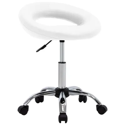 vidaXL Scaun de lucru pivotant, alb, piele ecologică