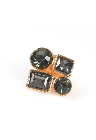Brosa martisor cu forme geometrice si pietre negre
