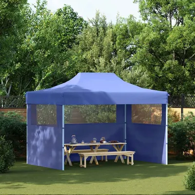 vidaXL Cort de petrecere pliabil cu 3 pereți, albastru, 3 x 4 m, oțel