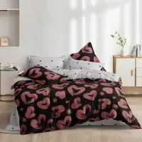 Lenjerie pat dublu cu Elastic - 3 Bucati 219 Lei - - 3 Bucati 219 Lei - Negru Rosu inimioare