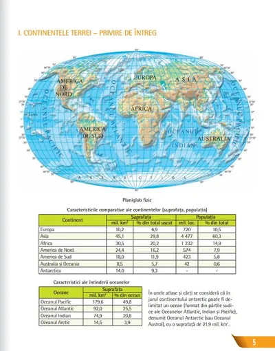 Atlas de geografia continentelor pentru clasele VI-VII