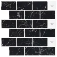 vidaXL Placă de metrou 50 buc. Marmură neagră 30 x 30 cm