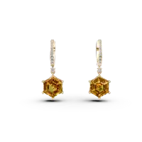 Cercei din aur galben cu citrine de 6.6ct si diamante de 0.18ct