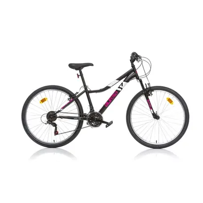 Bicicleta, Dino Bikes, Mountain Bike, Ring Black, Cu 6 viteze si suspensie, 26 inch, Pana la 160 cm