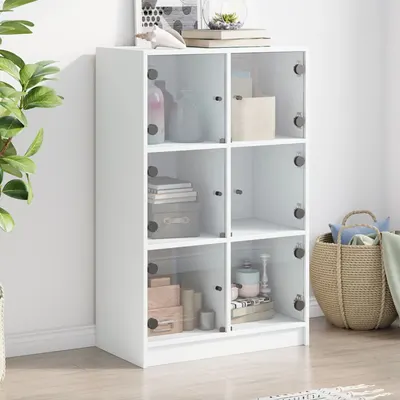 vidaXL Dulapuri înalte cu uși, alb, 68x37x109 cm, lemn prelucrat