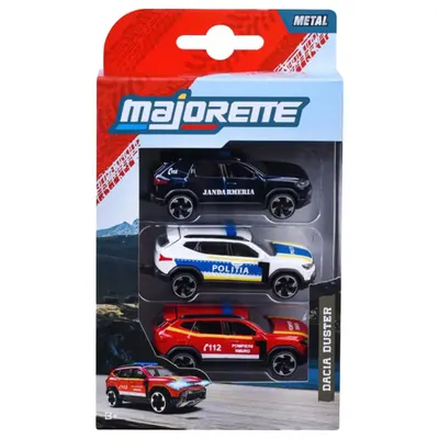 Set 3 masinute din metal, Majorette, Dacia Duster, 1:64
