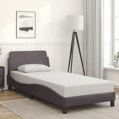 vidaXL Cadru de pat, Dover, gri, 90x190 cm, piele ecologică