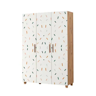 Dulap LEVA HEDERA LINE, 3 usi, pin atlantic + alb, 120x48x189 cm