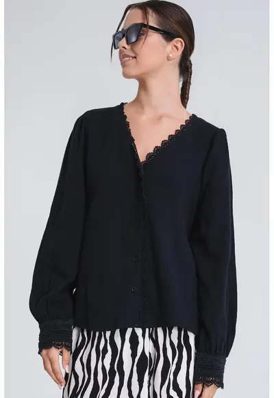 Bluza uni cu nasturi - Negru