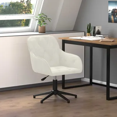 vidaXL Scaun de birou pivotant, crem, catifea