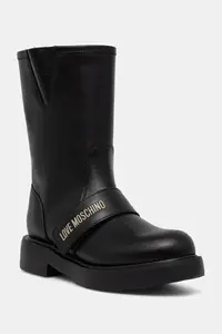 Love Moschino botine cu toc plat pentru femei din piele