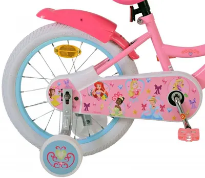 Bicicleta pentru copii EL Disney Princess 16 inch, frana de mana pe roata din fata, scaun si ghidon reglabil, spite metalice, roti gonflabile, stopuri reflectorizante