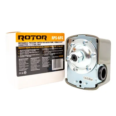 Presostat mecanic pentru pompă de apă ROTOR RPS-6/FG filet interior: G1/4', 1.3–3 bar