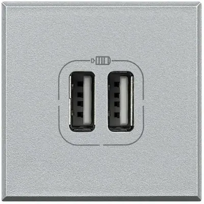 Incarcator USB dublu Axolute - 5 V - 230 V - Aluminiu - 2 module