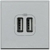 Incarcator USB dublu Axolute - 5 V - 230 V - Aluminiu - 2 module