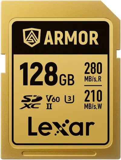 Card de memorie Lexar - Professional Armor Gold, 128GB, UHS-II, C10 V60 U3