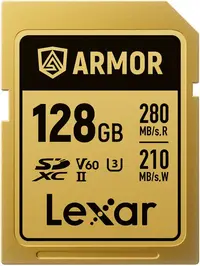 Card de memorie Lexar - Professional Armor Gold, 128GB, UHS-II, C10 V60 U3