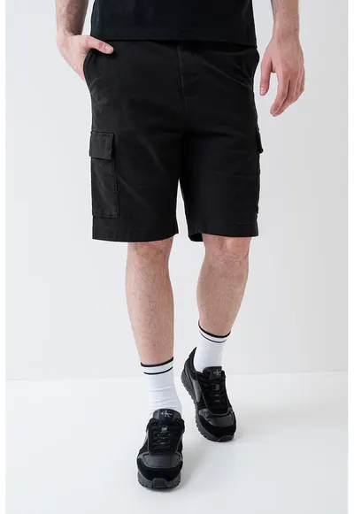 Pantaloni scurti cargo cu buzunare multiple - Negru