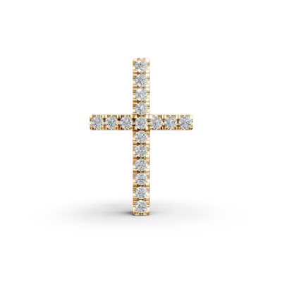 Pandantiv cruce din aur galben cu diamante de 0.08ct