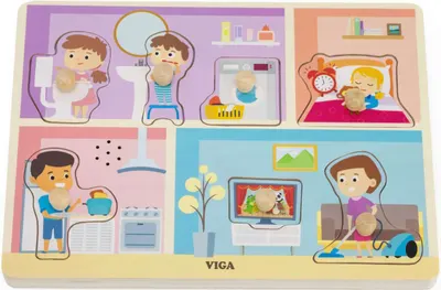Puzzle din lemn Viga Toys - Activități zilnice