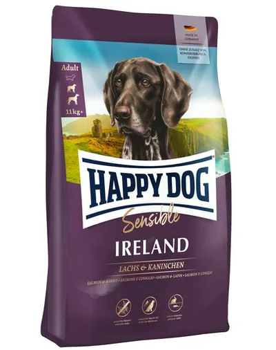 HAPPY DOG Supreme irland Hrana uscata caini adulti sensibili, cu somon si iepure 4 kg