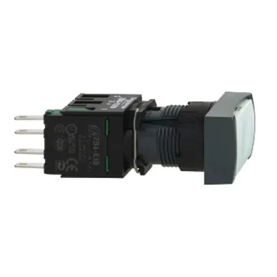 Buton Incastrat Alb Ø 16, Dreptunghiular, Revenire cu Arc, 1 No, Nemarcat